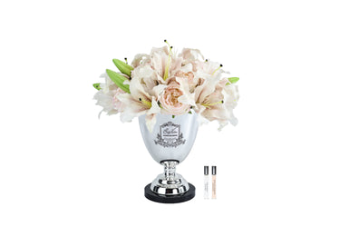 Pink Lilies & Roses in Marble Base Urn - LRMB02 (Carton of 1)
